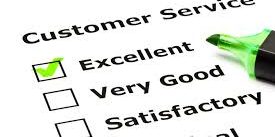 Customer Service survey with Excellent checked, Very Good, Satisfactory