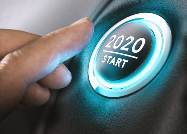 2020 start button with person's finger about to press it